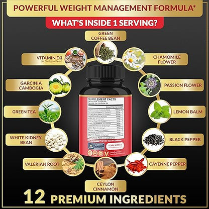 BMVINVOL Night Time Fat Burner 120Capsules, 12-in-1 Powerful Blend of Green Tea BMVINVOLUS supplements