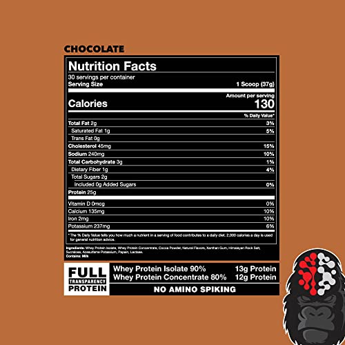 Gorilla Mode Premium Whey Protein - Chocolate / 25 Grams of Whey Protein Isolate Gorilla MindUS supplements
