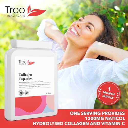 Troo Marine Collagen Supplement - 60 High Strength Capsules 1200mg Serving - Hydrolysed Marine Collagen Peptides with Vitamin C Troo Health CareUS supplements