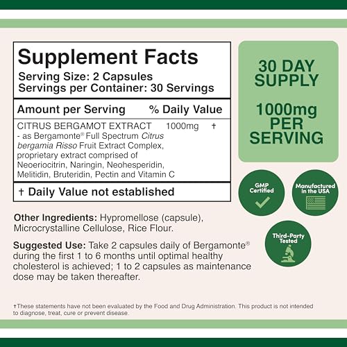 Citrus Bergamot Supplement - Only Patented, Clinically Proven Bergamot Extract - 1,000mg Double Wood SupplementsUS supplements