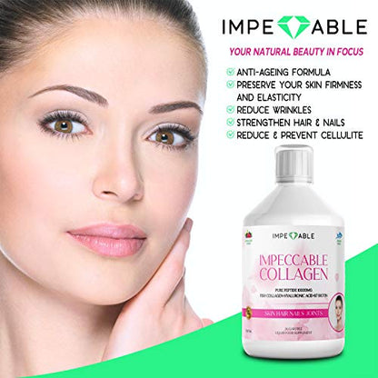 IMPECCABLE Collagen 10.000mg hydrolyzed Sugar Free Liquid Marine Collagen | Supplements for Women and Men ImpeccableUS supplements