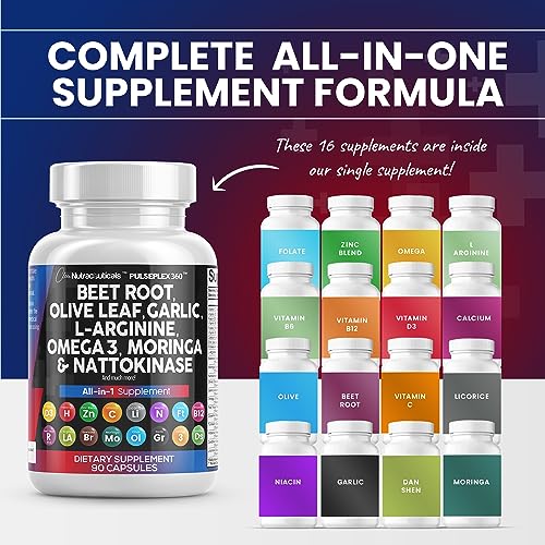 Beet Root Capsules 6000mg Olive Leaf 6000mg Nattokinase 4000 FU Clean NutraceuticalsUS supplements
