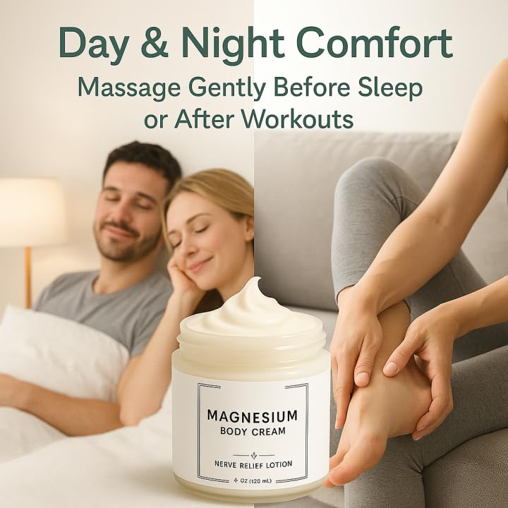 Neuropathy Cream | Nerve Relief Lotion for Feet, Legs & Hands | Magnesium Chloride with Aloe Vera Extract | Non-Greasy Formula for Day & Night Use | Thoughtful Gift for Mama, Dad, Men & Women (1) DFTLUUEAu supplements