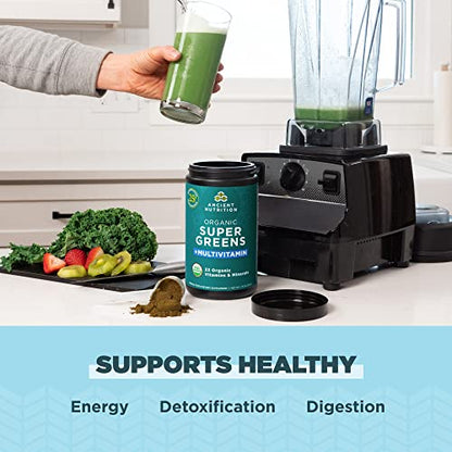 Ancient Nutrition Organic SuperGreens and Multivitamin Powder with Probiotics Ancient NutritionUS supplements