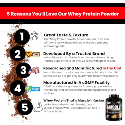 Nutrex Research Whey Protein Powder, Chocolate Muscle Infusion Whey Isolate w/EAA Nutrex ResearchUS supplements