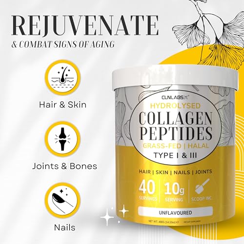 100% Pure Hydrolysed Collagen Peptides Powder - 400g Tub | Halal & Grass-Fed Bovine Collagen CLN LabsAu supplements
