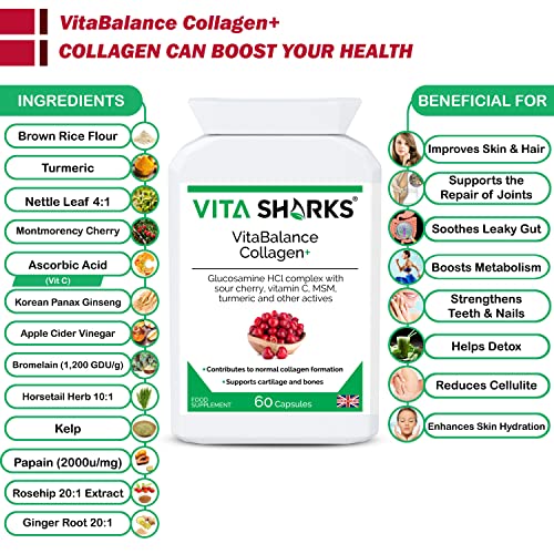 VitaBalance Collagen+ 60 Capsules for Skin, Hair, Nails, Joints & Connective Tissue Vita SharksAu supplements