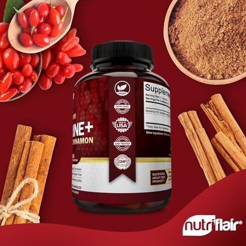 NutriFlair Premium Berberine HCL 1200mg, 120 Capsules - Plus Pure True Ceylon Cinnamon NutriFlairUS supplements