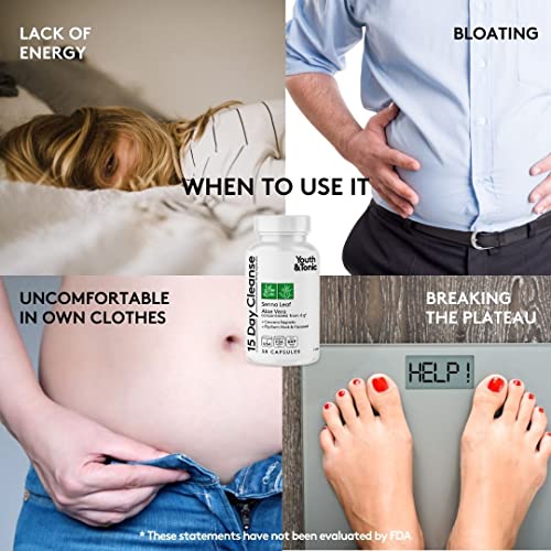 Youth & Tonic 15 Day Colon Cleanser & Detox for Waste Loss to Feel Lighter Youth & TonicUS supplements