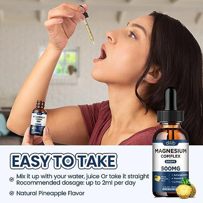 Triple Magnesium Complex Supplement-Magnesium Glycinate, Citrate, Malate Liquid Drops dilibUS supplements
