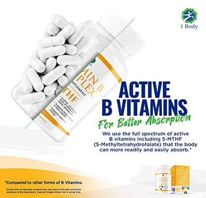 1 Body Vitamin B Complex – 5-MTHF Folate with B1, B2, B5, B6 1 BodyUS supplements