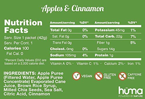 Huma Chia Energy Gel, Apples & Cinnamon, 12 Gels - Premier Sports Nutriti HÜMA CHIA ENERGY GELUS supplements