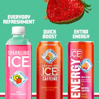 Sparkling Ice, Kiwi Strawberry Sparkling Water, Zero Sugar Flavored Water, with Antioxidant Sparkling ICEUS supplements