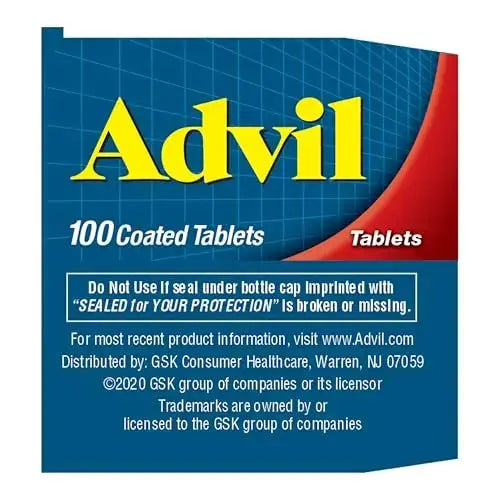 Advil Pain Reliever and Fever Reducer, Pain Relief Medicine with Ibuprofen 200mg for Headache, Backache, Menstrual Pain and Joint Pain Relief - 100 Coated Tablets AdvilAu supplements