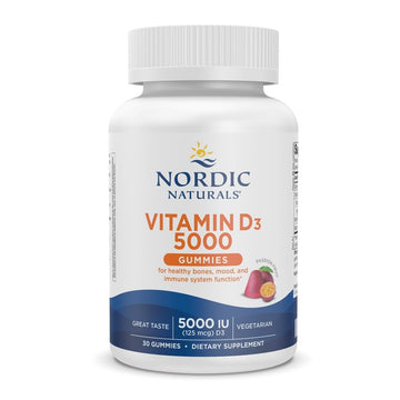 Nordic Naturals Vitamin D3 5000 Gummies, Passion Fruit - 30 Gummies - Support for Healthy Bones, Mood, & Immune System - Vegetarian - Non-GMO - 30 Servings Nordic NaturalsAu supplements