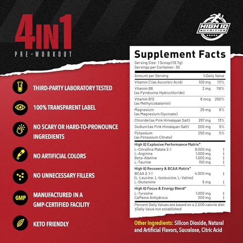 High IQ Nutrition 4 in 1 Lychee Flavored Pre Workout Powder 200mg Caffeine | Energy, Focus High IQ NutritionAu supplements