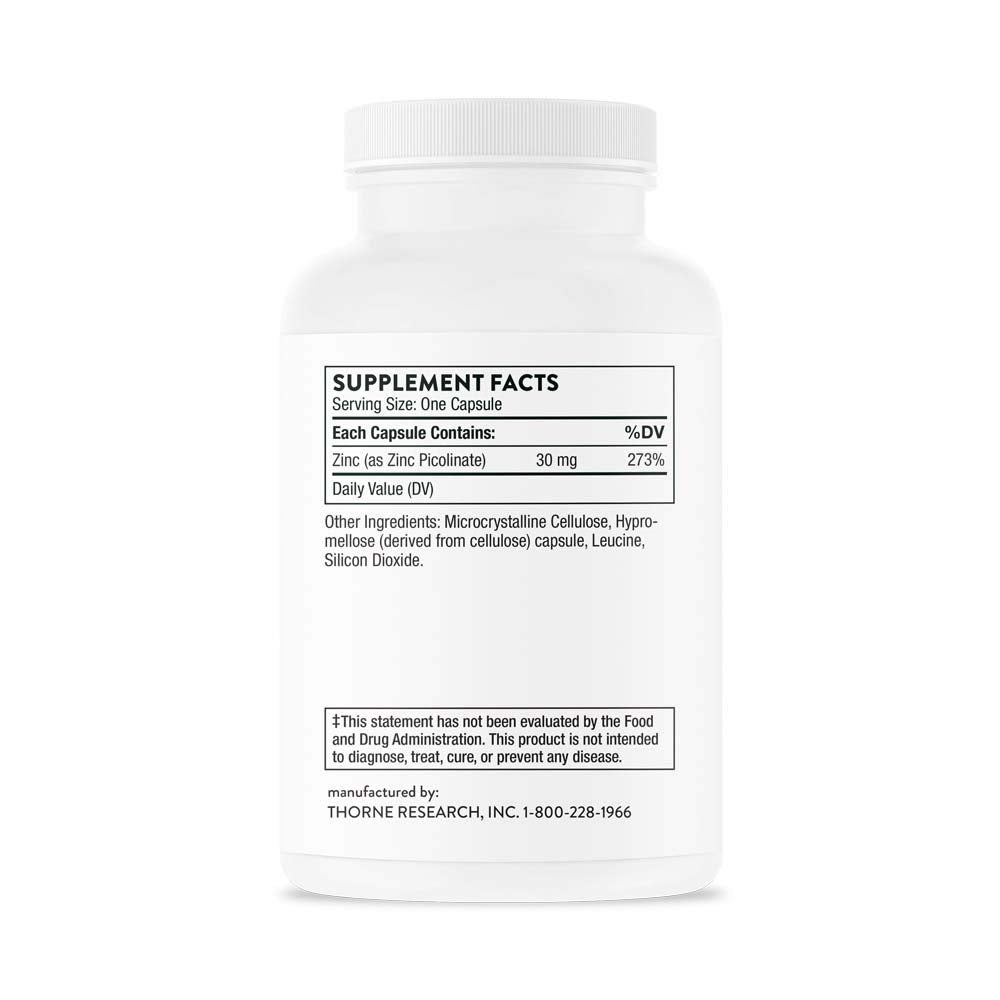 Thorne Zinc Picolinate 30 mg - Well-Absorbed Zinc Supplement for Growth and Immune THORNEUS supplements