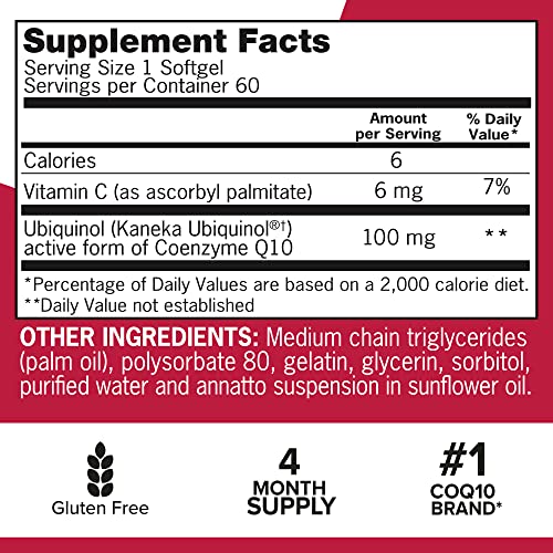 Qunol Ubiquinol CoQ10 100mg Softgels, Mega Ubiquinol 100mg - Superior Absorption QunolUS supplements