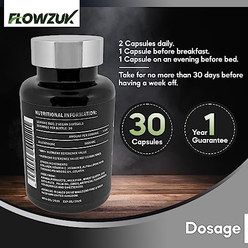 Glutathione Supplements Ultra High Strength 60 Easy to Swallow softgels with Added Vitamin C and Collagen FLOWZUKUS supplements