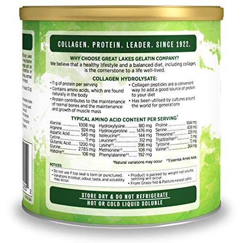 Great Lakes Gelatin Collagen Hydrolysate, Grass-Fed Bovine Hydrolysed Collagen Peptides Protein Powder Supplement, Unflavoured, 226g, Can Great Lakes GelatinAu supplements