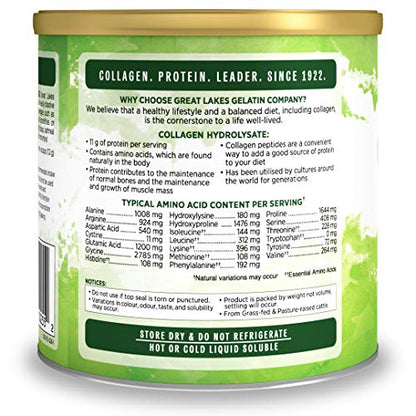 Great Lakes Gelatin Collagen Hydrolysate, Grass-Fed Bovine Hydrolysed Collagen Peptides Protein Powder Supplement, Unflavoured, 226g, Can Great Lakes GelatinUS supplements