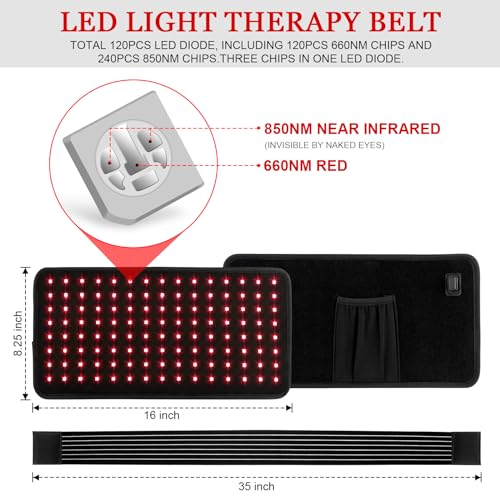 Yofalo 660nm LED Red Light and 850nm Near Infrared Red Light Therapy Belt Device for Body Pain Waist yofaloAu supplements