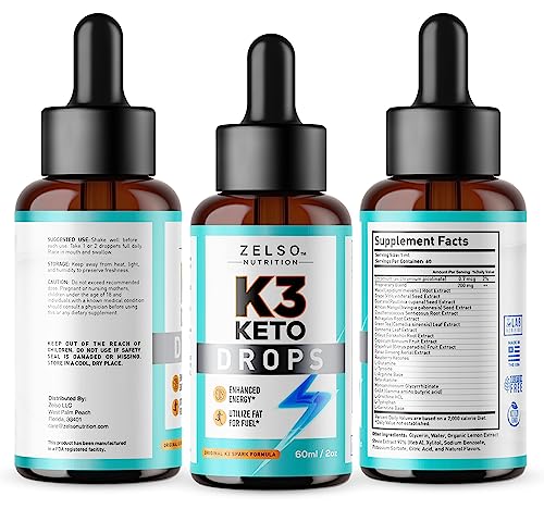 (2 Pack) K3 Keto Drops for Weight Loss - Fat Burner & Metabolism Booster | Advanced Keto ZELSOUS supplements