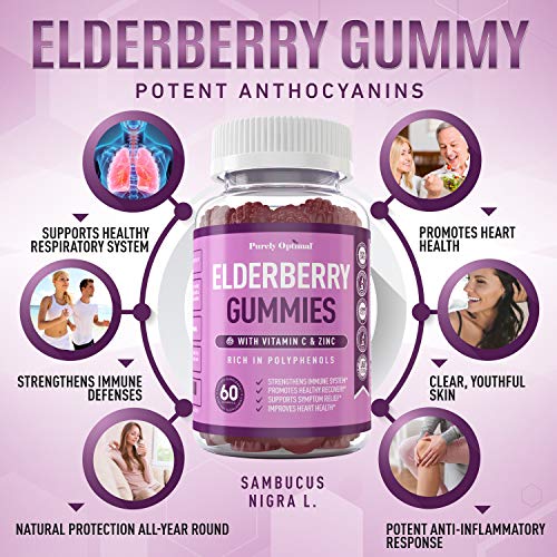 Premium Elderberry Gummies - Sambucus Elderberry Gummies for Adults - Black Elderber Purely OptimalUS supplements
