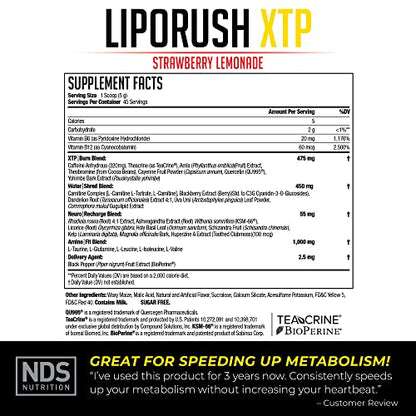 LIPORUSH NDS Nutrition XTP Thermogenic Fat Burner with L-Carnitine - Energy LIPORUSHUS supplements
