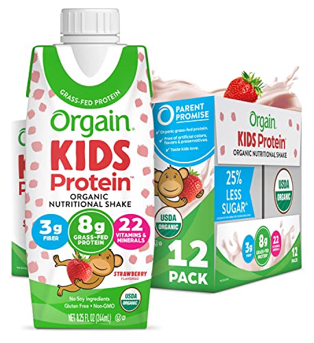 Orgain Organic Kids Nutritional Protein Shake, Strawberry - Kids Snacks with 8g Dairy OrgainAu supplements