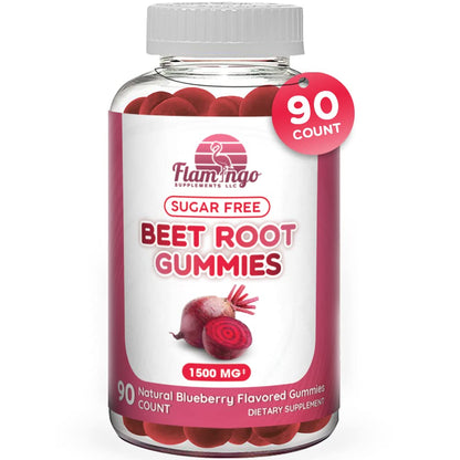 Sugar Free Nitric Oxide Beet Root Gummies (1500 mg)- Beet Root Chewables for Athletic Flamingo SupplementsUS supplements