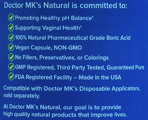 doctor MK's NATURAL Boric Acid Suppositories (600mg) for Healthy Feminine pH Support doctor MK's NATURALAu supplements