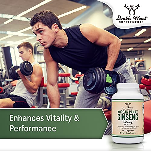 Ginseng Capsules (Korean Red Ginseng Extract, Panax Ginseng 10% Ginsenosides) Double Wood SupplementsUS supplements