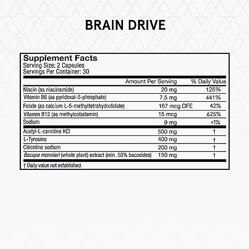 Momentous Brain Drive Nootropic Supplement - Brain Supplement for Memory & Focus Support - NSF Certified for Sport - GMO- & Gluten-Free - 30 Servings MomentousAu supplements