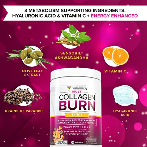 Multi Collagen Burn: Multi-Type Hydrolyzed Protein Peptides with Hyaluronic Acid, Vitamin VitauthorityUS supplements