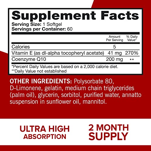 Qunol CoQ10 200mg Softgels, Ultra CoQ10 - Ultra High Absorption Coenzyme Q10 Supplem QunolUS supplements