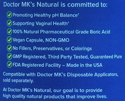 doctor MK's NATURAL Boric Acid Suppossitories (600mg) with Individually Wrapped Applicators doctor MK's NATURALAu supplements