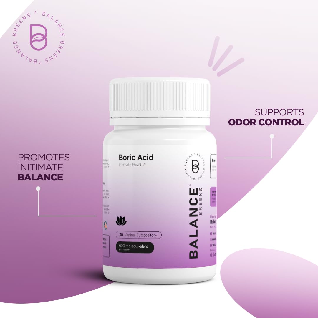 Boric Acid Suppositories for Women 600 mg - 30 Vaginal Use Capsules - ph Balance Pills, Odor Control BalancebreensAu supplements