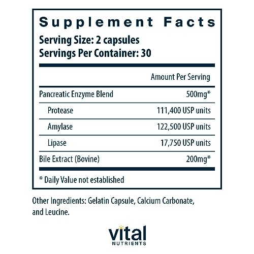 Vital Nutrients Pancreatin and Ox Bile Extract | Natural Digestive Enzyme Vital NutrientsAu supplements