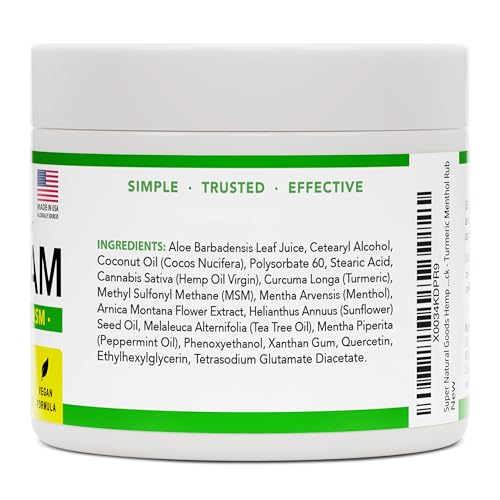 Super Natural Goods Hemp Cream with Hemp Oil, Turmeric, Arnica & Menthol – Botanical Cream with a Cooling Sensation for Localized Application (8oz) Super Natural GoodsAu supplements