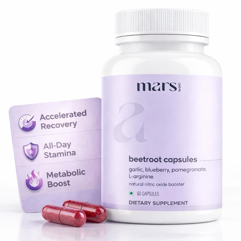 MarsbyGHC Natural Beetroot Capsules | with Garlic, Blueberry, Pomegranate & L-Arginine | Plant-Based Supplement | Pack of 1 mars by GHCAu supplements