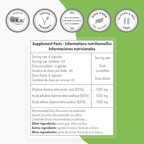 Supersmart - EDTA 1000mg per Day - Calcium Disodium EDTA Supplement | Non-GMO SupersmartUS supplements