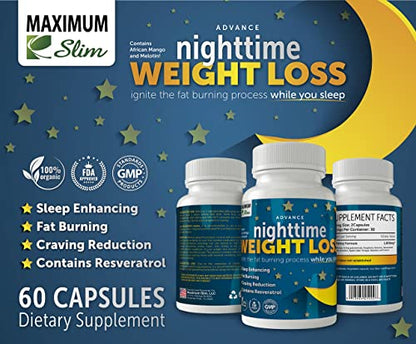 Maximum Slim Advanced Nighttime (Fat Burning) Weight Loss with African Mango, Green Tea Maximum SlimUS supplements