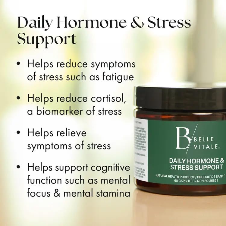 BODi Belle Vitale Daily Hormone & Stress Support - Ashwagandha & Rhodiola - Helps Combat Stress & Supports Healthy Cortisol Levels - Vitamin B12 Help Energy Metabolism & Immune Health - 60 Capsules BODiAu supplements