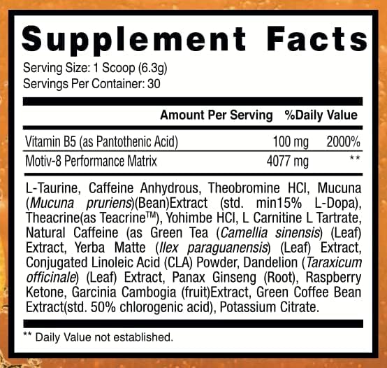 Motiv-8 Pre-Workout Peformance, Sugar Free Pre-Workout, Boost Energy and Focus Motiv-8Au supplements