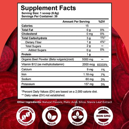 selfevolve Beet12 - Organic Beet Root Powder Enhanced with Vitamin B12, Nitric Oxide Booster selfevolveUS supplements