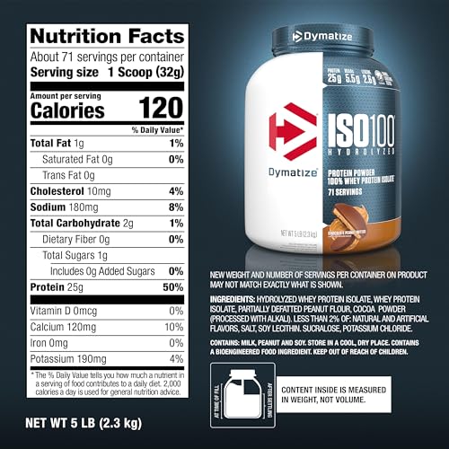 Dymatize ISO 100 Whey Protein Powder with 25g of Hydrolyzed 100% Whey Isolate DymatizeUS supplements