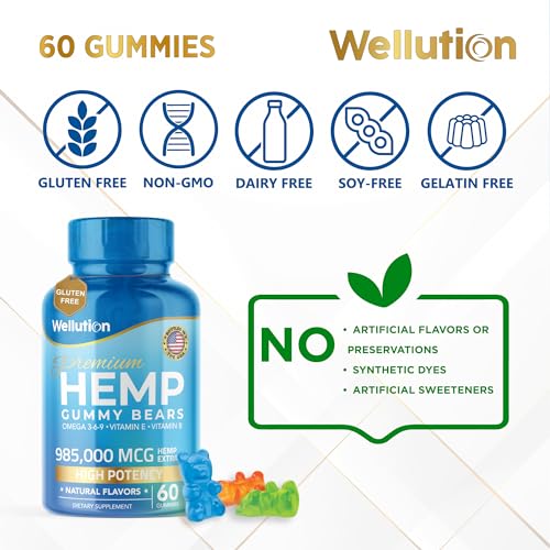 Wellution Hemp Gummies 985,000 High Potency - Fruity Gummy Bear with Hemp Oil WellutionUS supplements