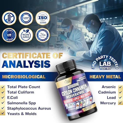 Ceylon Cinnamon 15000mg Berberine 3000mg Quercetin 2000mg Supplement - Support Organic CadaneAu supplements