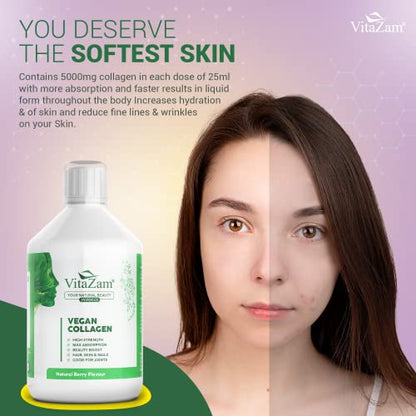 VitaZam Vegan Collagen Liquid 5000mg Hydrolyzed Collagen Peptides for Women VitaZamUS supplements